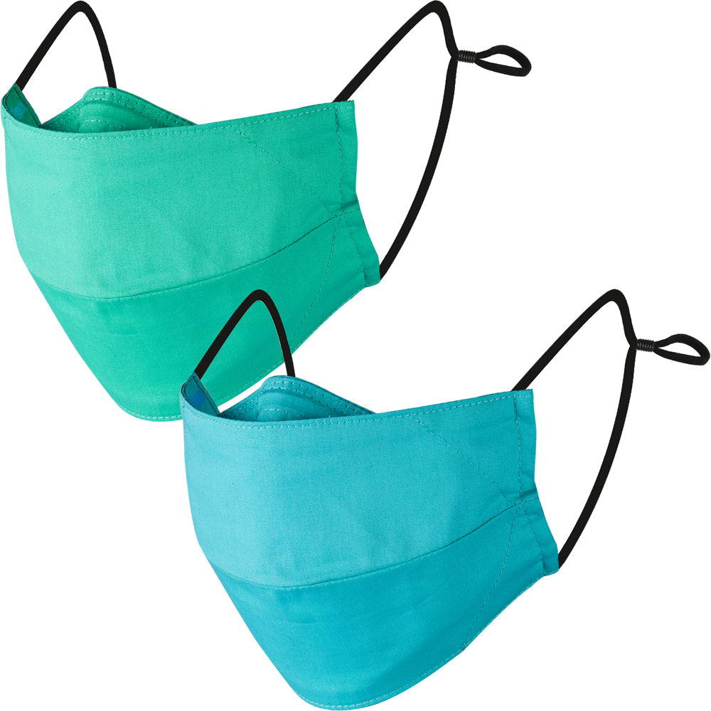 accordion face masks, fabric face mask in tiffany blue and medium aquamarine colors