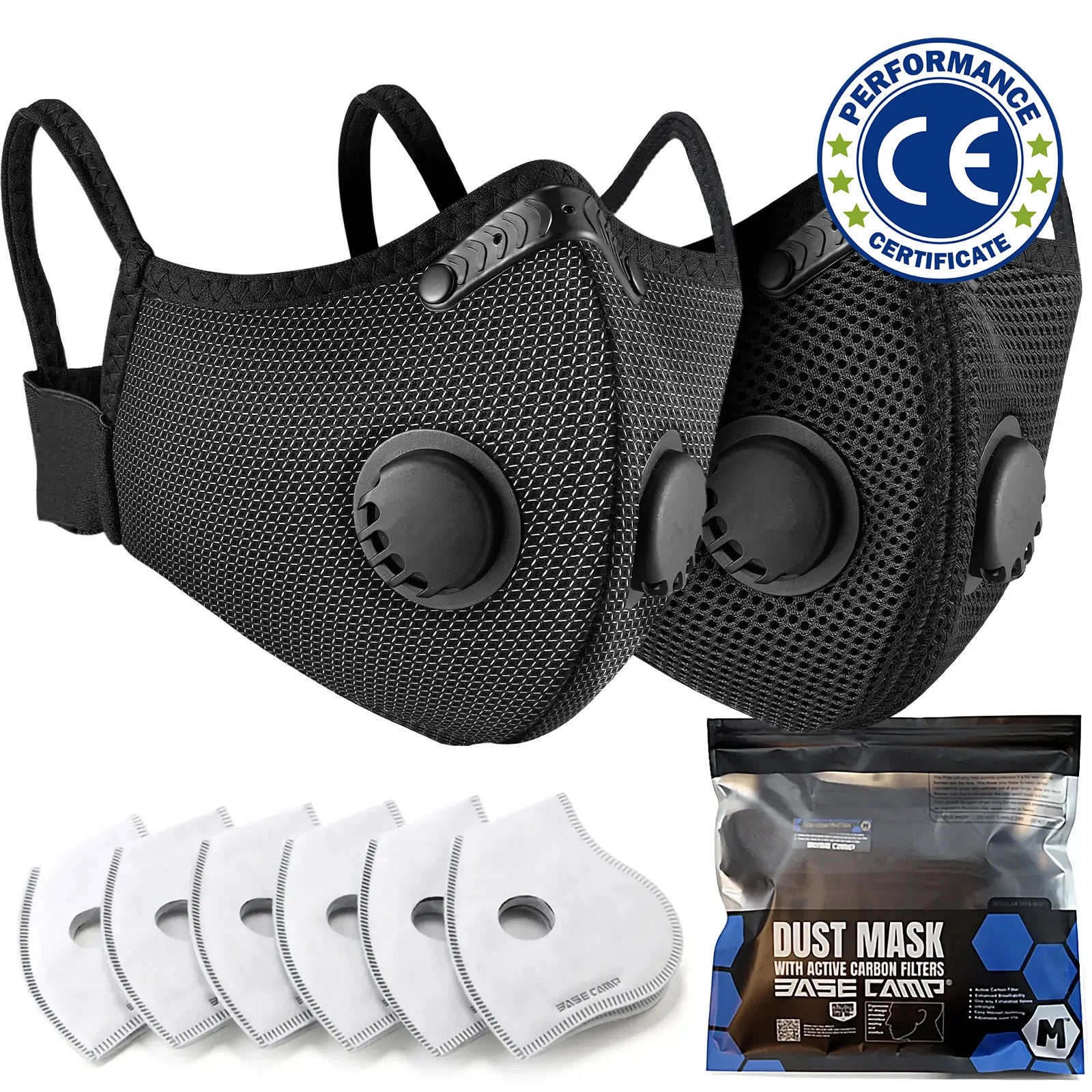 M Plus woodworking mask in black and silver, dust mask