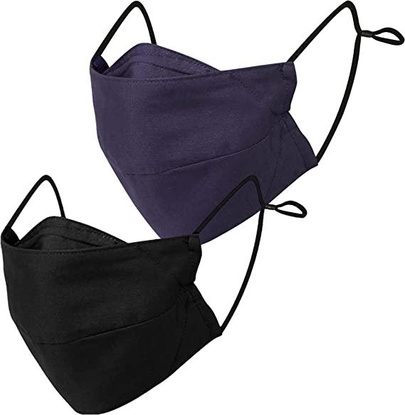 accordion face masks, fabric face mask in black and purple colors