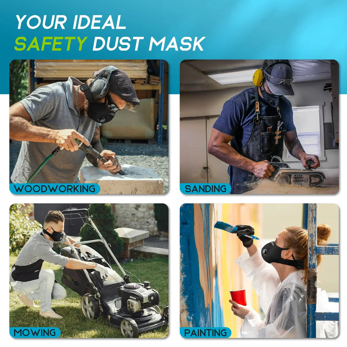 Solid Dust Mask BASE CAMP M Plus Mask: Best Dust Mask for Woodworking, Construction